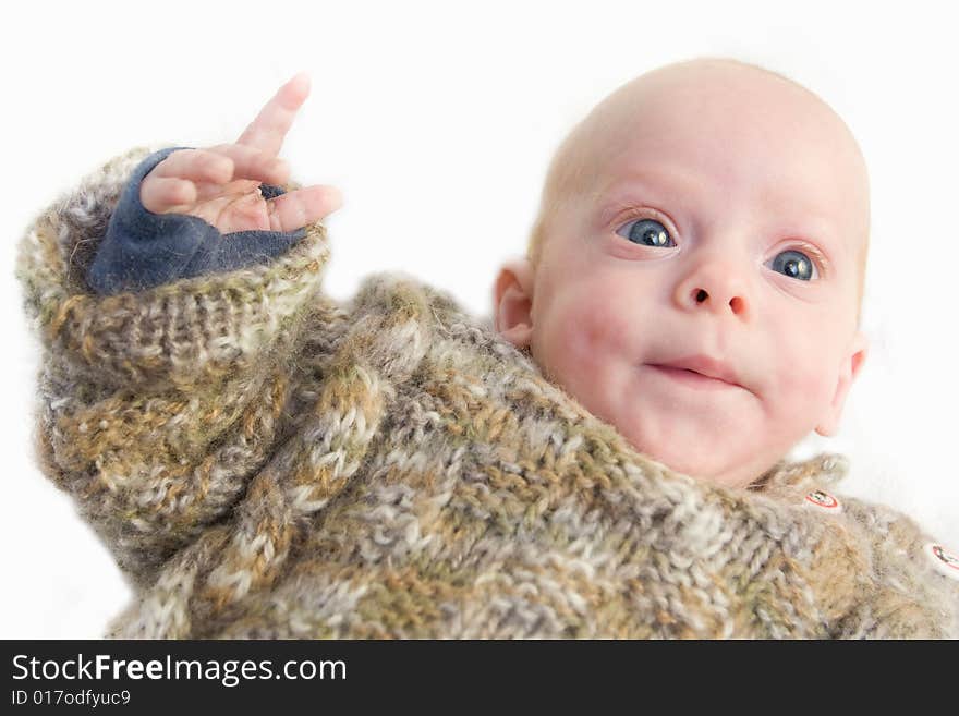 Newborn baby in winter clothes