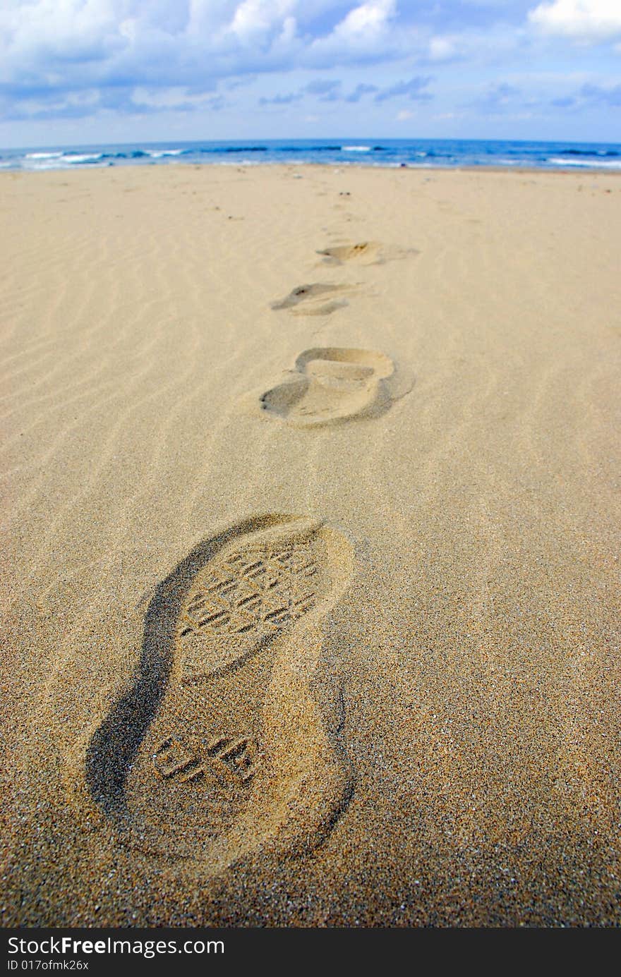 Footprints on the beach