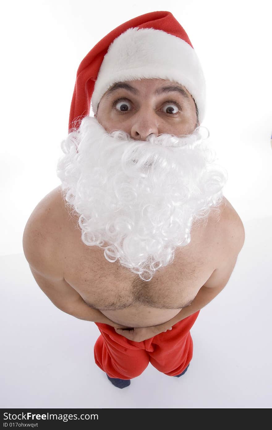 High angle view of shocked santa clause