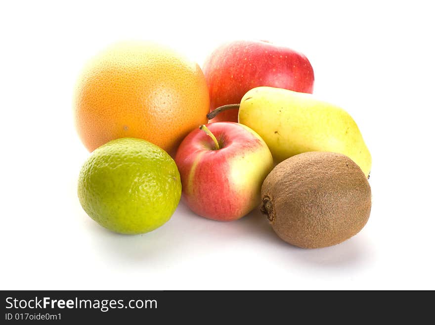 Few fruits isolated on white background