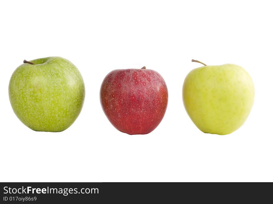 Three apples isolated on white background