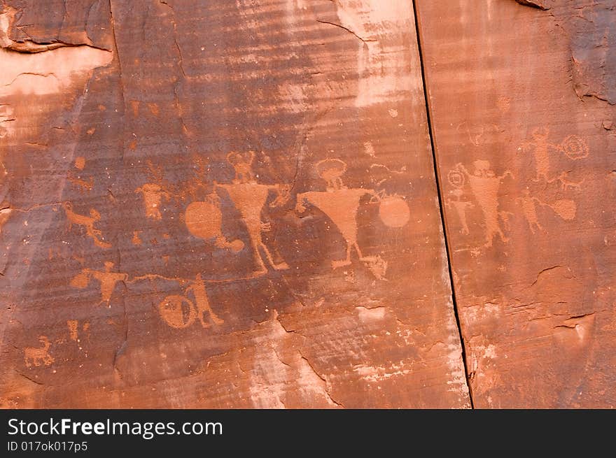 Indian petroglyph on red rock