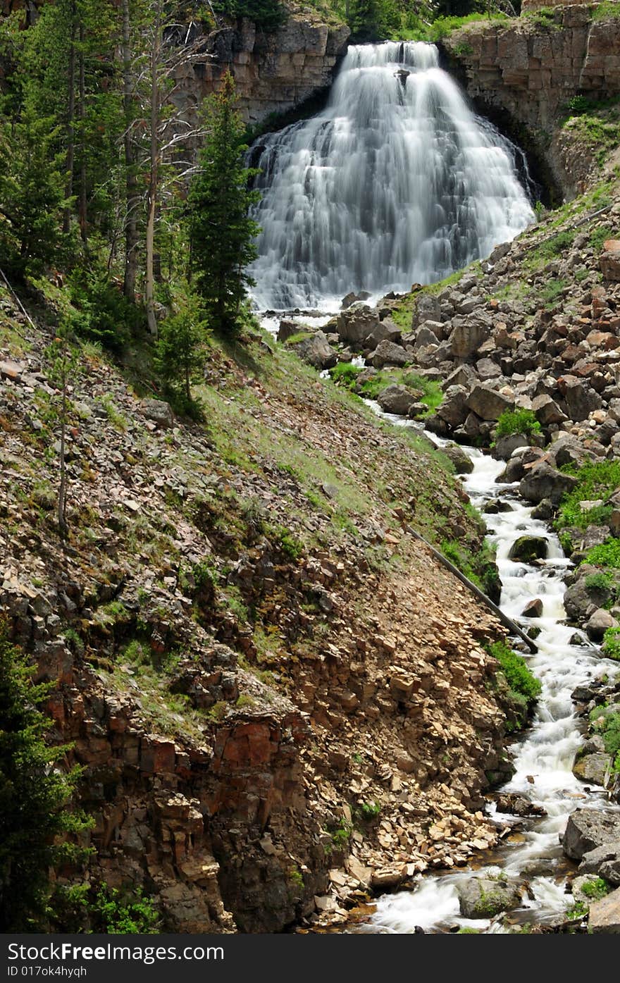 Waterfall and stream in mountain