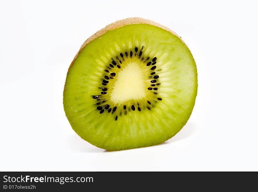 Vivid green kiwi isolated on white