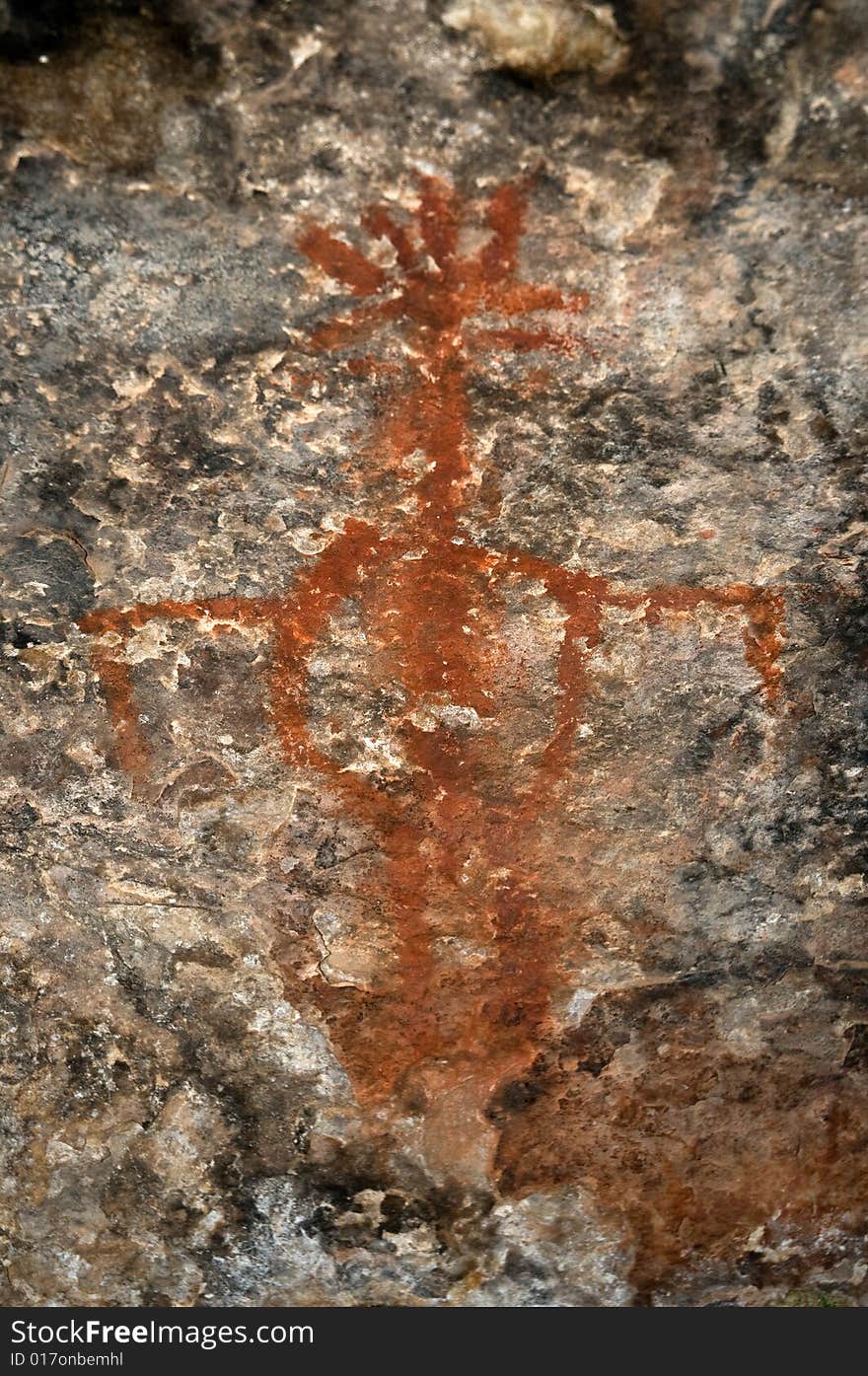 Indian petroglyph on red rock in arches national park utah