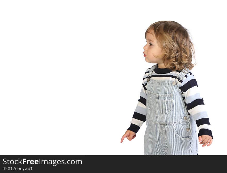 Beauty a little girl on white background