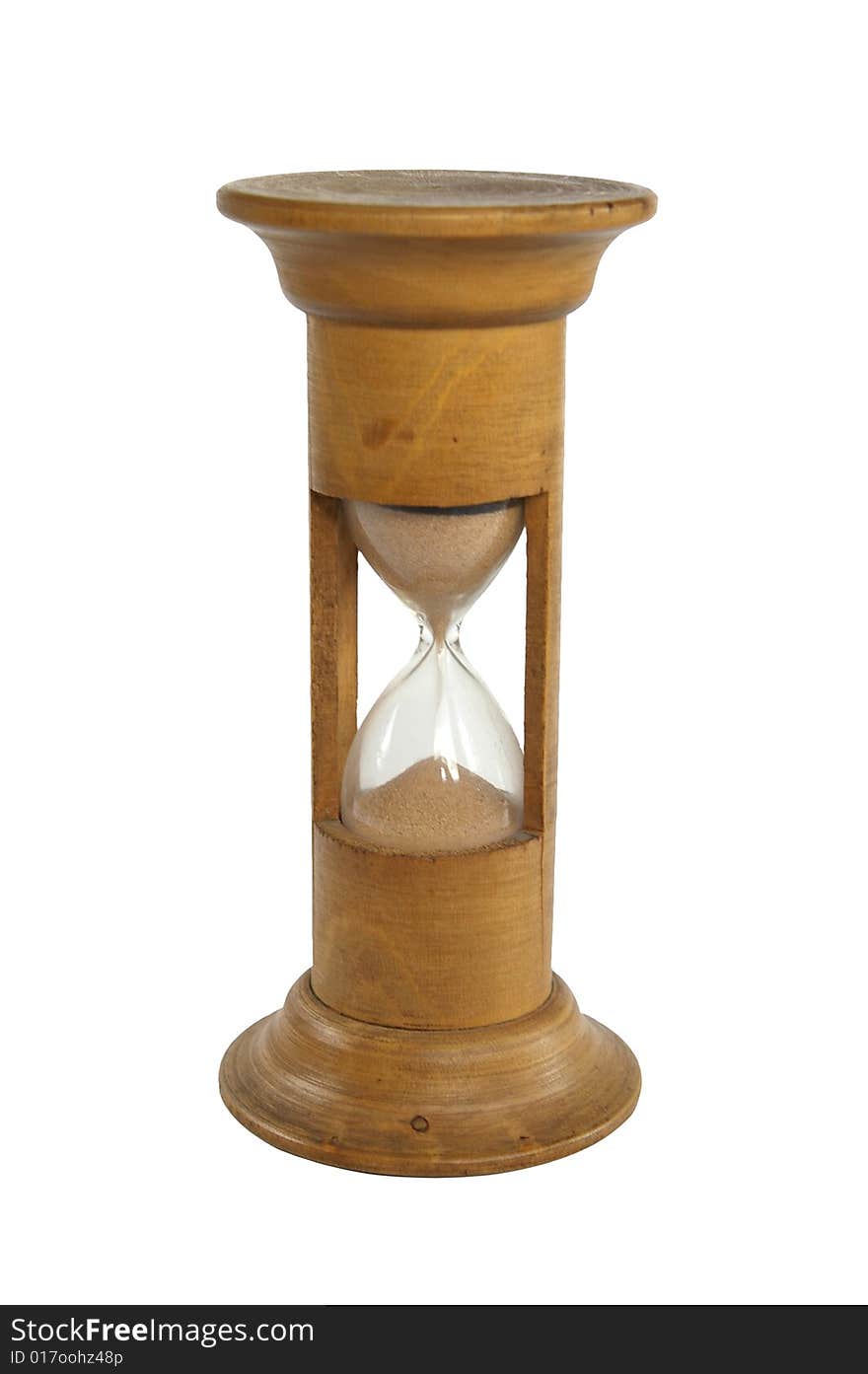 Small wooden hourglass (isolated on white background)