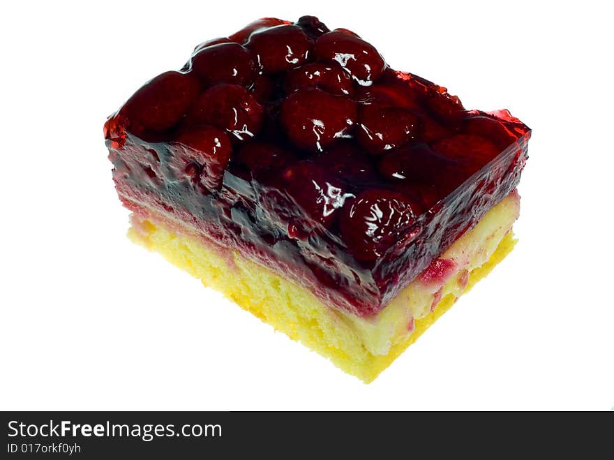 A shot of a piece of rasberry cake