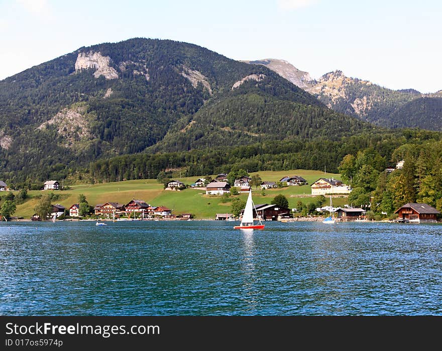 The beautiful countryside of St. Wolfgang in Lake district near Salzburg Austria