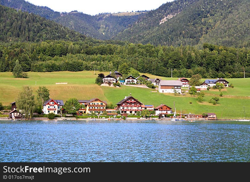 The beautiful countryside of St. Wolfgang in Lake district near Salzburg Austria