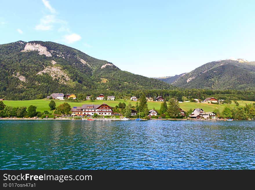 The beautiful countryside of St. Wolfgang in Lake district near Salzburg Austria