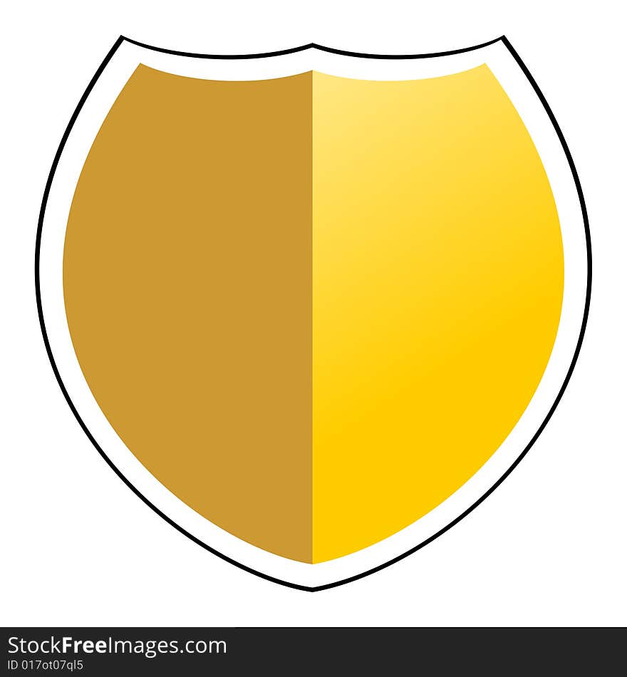 Yellow shield guard isolated with white background