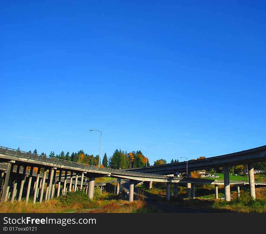 Highway intersecting over a field. Highway intersecting over a field