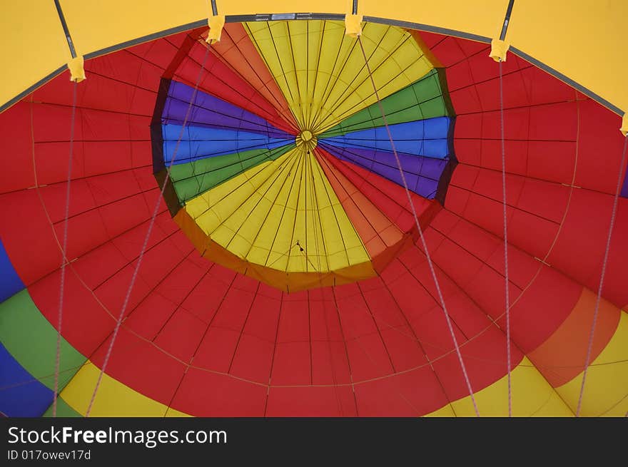 Interior shot of a colorful hot air balloon. Interior shot of a colorful hot air balloon