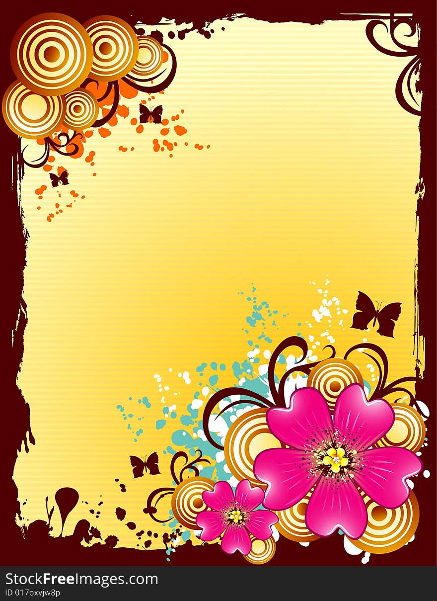 Vector fantasy background and flowers illustration composition. Vector fantasy background and flowers illustration composition