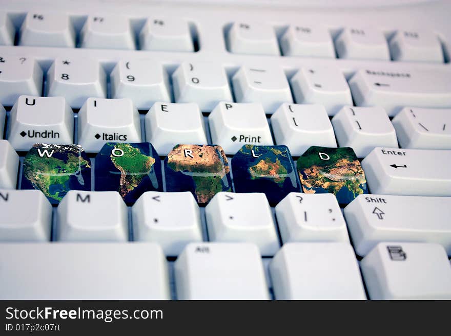 The keyboard with an earth card on keys