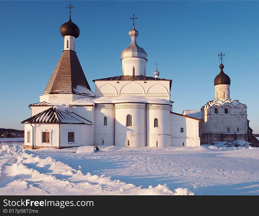 Little monastery in Ferapontovo village, Russia. Little monastery in Ferapontovo village, Russia