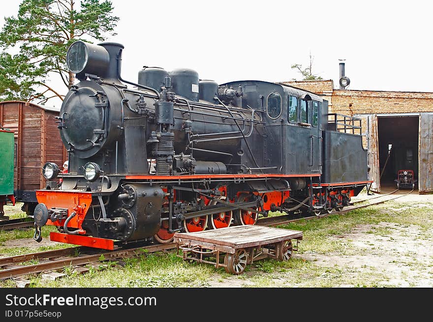 Little russian black steam locomotive