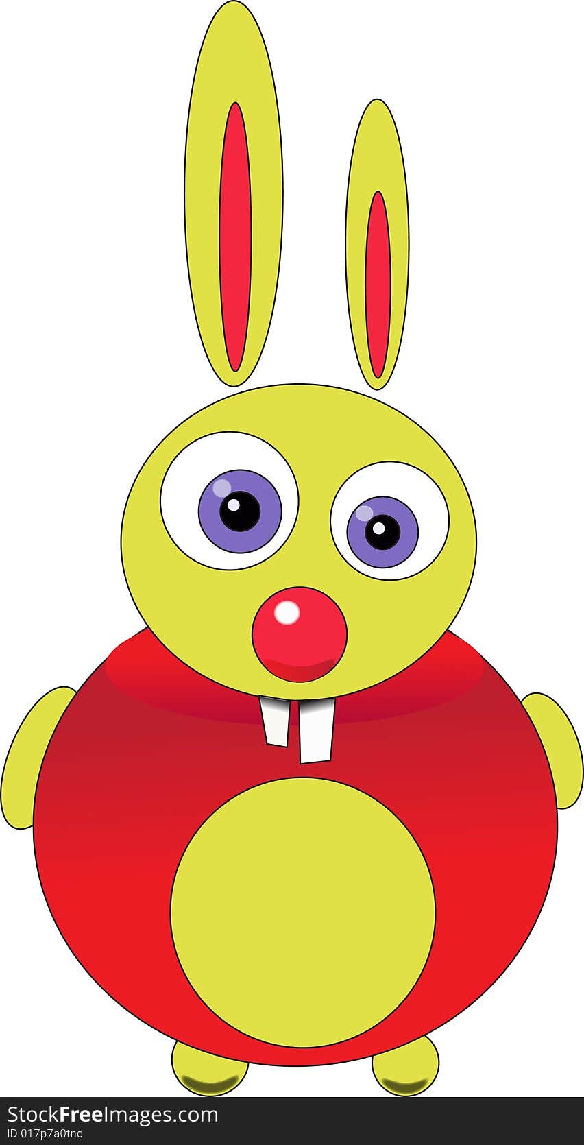 Red and yellow Rabbit with big teeth