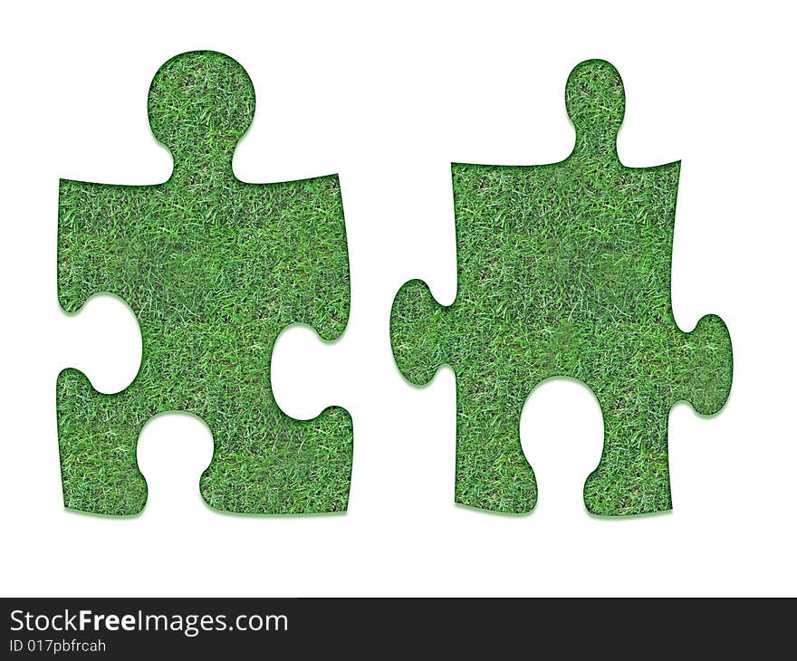 Puzzle people in a green garden setting