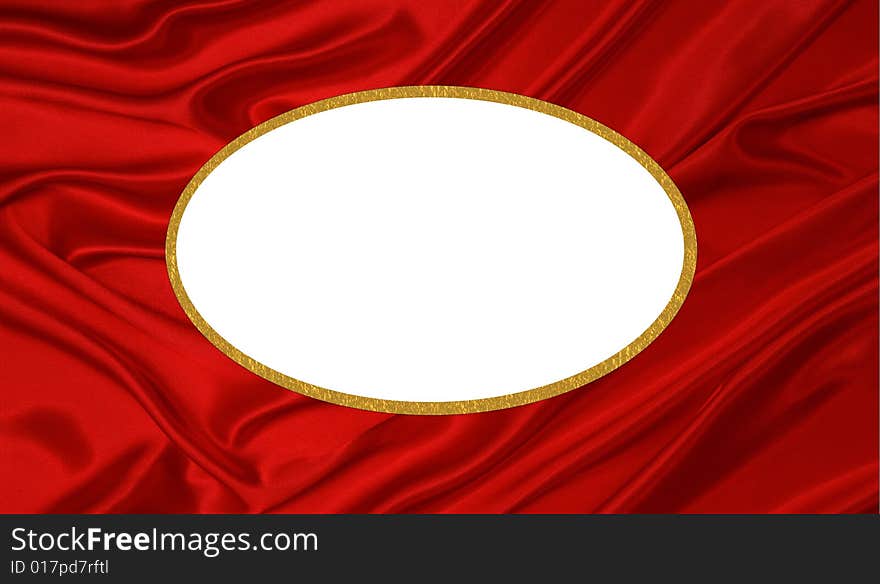 A red wrapped silk frame with a white copy space bordered in gold. A red wrapped silk frame with a white copy space bordered in gold