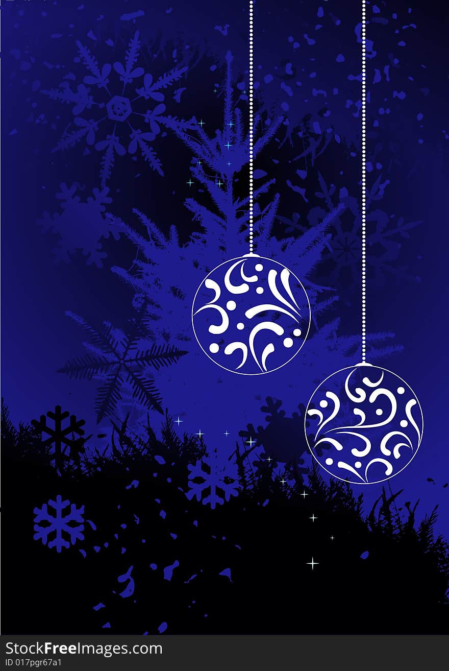 Christmas background, tree - 2d illustration