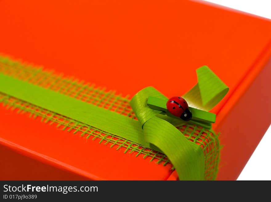 Closeup Of Red Gift Box