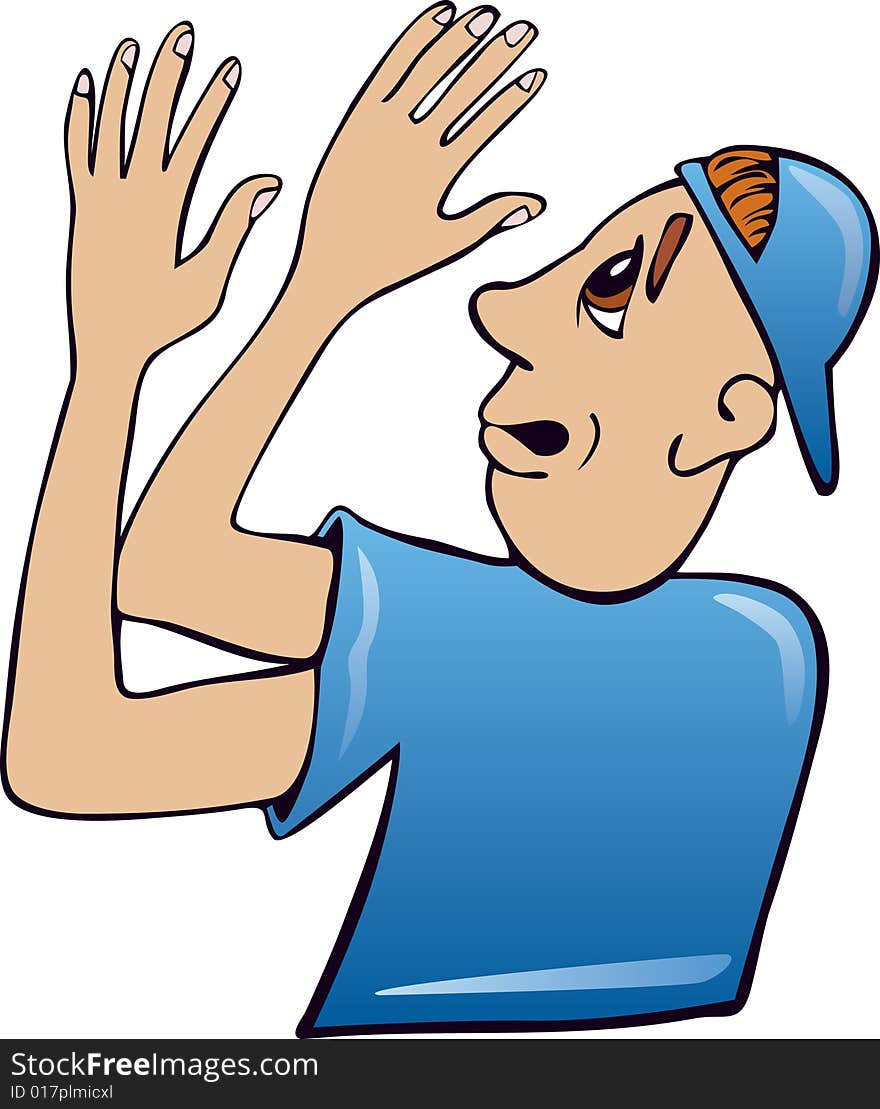 Symbolic illustration of teen boy with two left hands