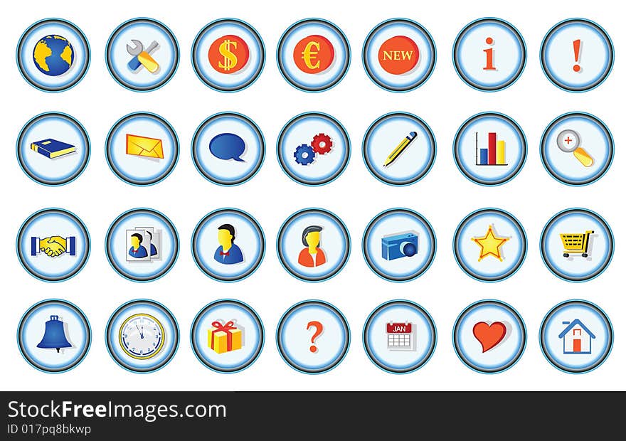 Vector illustration of 28 colored portfolio icons. Vector illustration of 28 colored portfolio icons