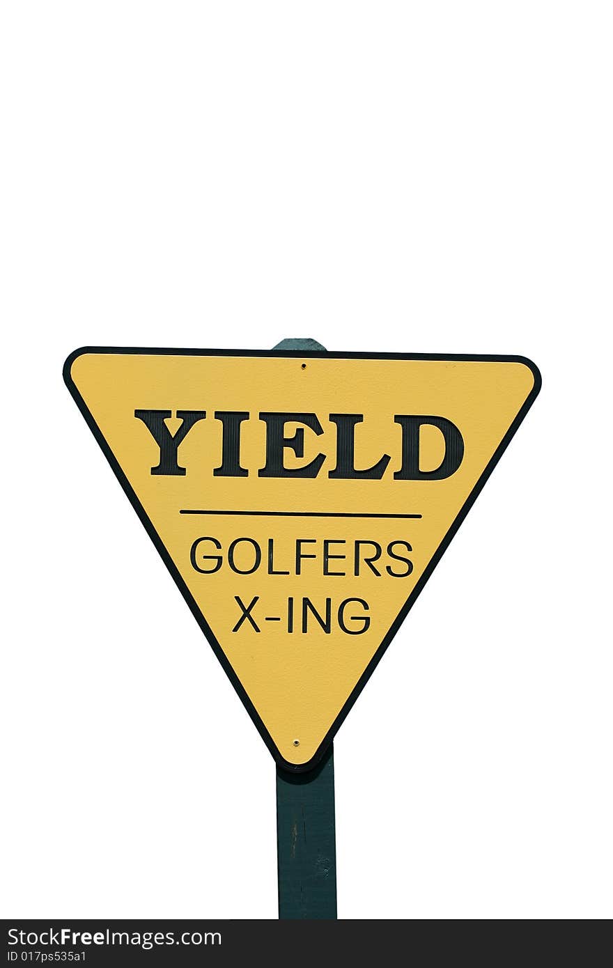 Isolated Yield Golfer Crossing Sign