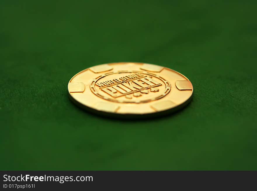 Poker table with chips lying on it. Poker table with chips lying on it