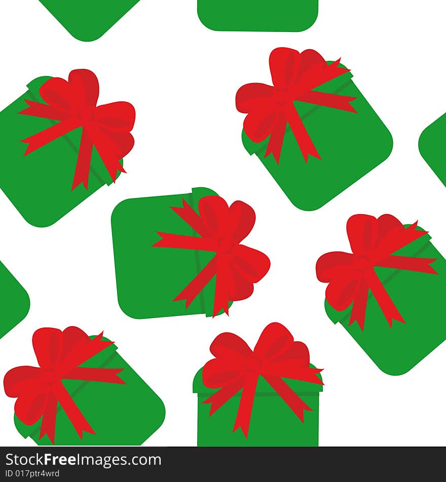 Seamless pattern with green gift boxes on white background. Seamless pattern with green gift boxes on white background