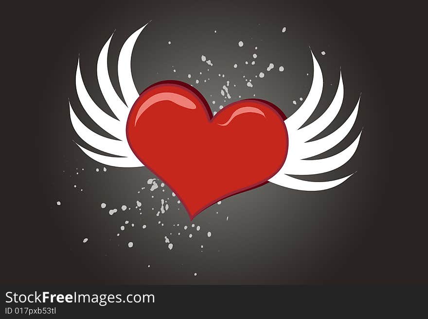 Lovely cartoon Valentine heart with wings flying. Lovely cartoon Valentine heart with wings flying