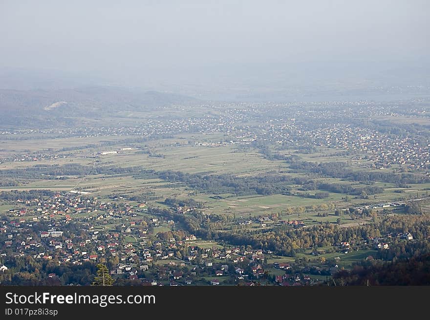 View of many villages in Poland