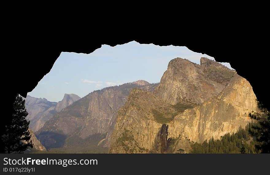 Mountain from a tunnel