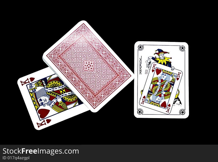 Playing cards on a black background