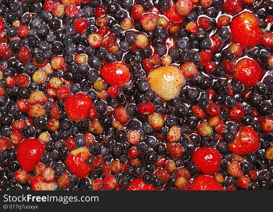 In water berries of a bilberry, a strawberry and wild strawberry lay. In water berries of a bilberry, a strawberry and wild strawberry lay