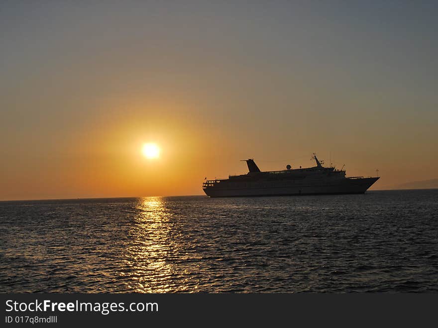 Cruise ship in the Mediterranean sea. Cruise ship in the Mediterranean sea