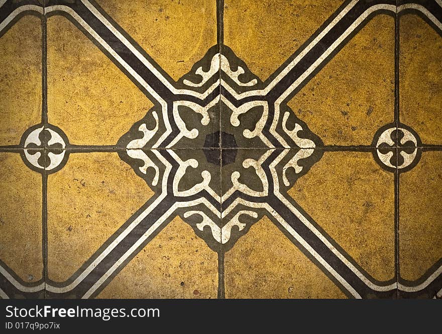 Vintage wall with  ceramic tiles.