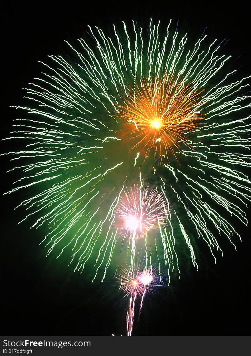 Large festive firework on a black background