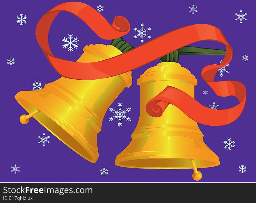 Vector illustration of two bells and one banner. Vector illustration of two bells and one banner