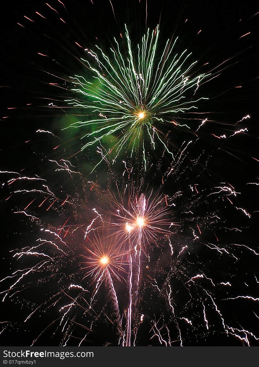 Large festive firework on a black background. Large festive firework on a black background