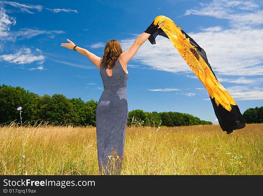 Beautiful woman with orange scarf