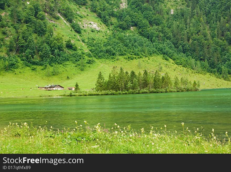 Landscape with mountains and lake