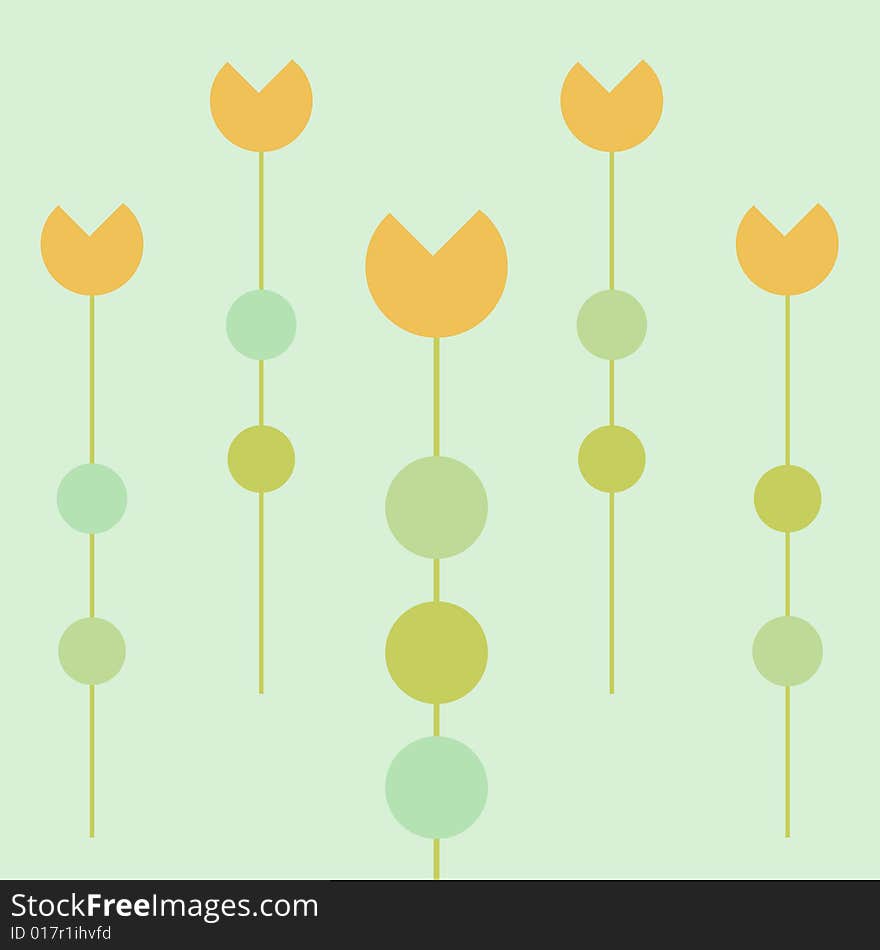 Stylized orange tulips  illustration. Stylized orange tulips  illustration