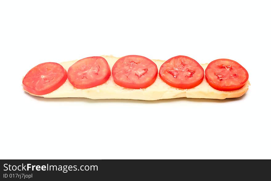 Sandwich with tomato isolated on white