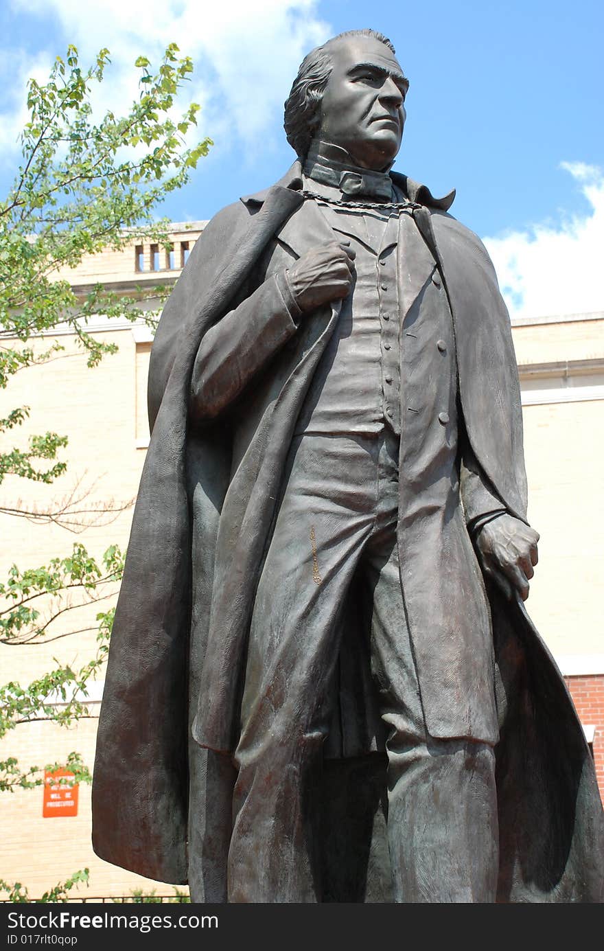 Bronze statue of President Andrew Johnson at Andrew Johnson National Historic Site in Greeneville, TN. Bronze statue of President Andrew Johnson at Andrew Johnson National Historic Site in Greeneville, TN