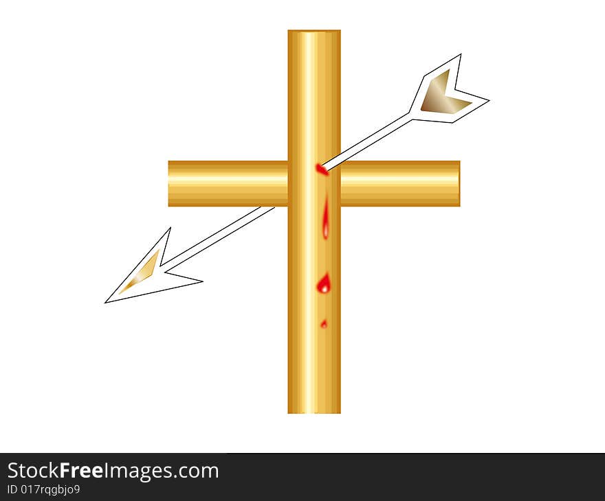 Latin cross gets hurt isolated on white background ,illustrations