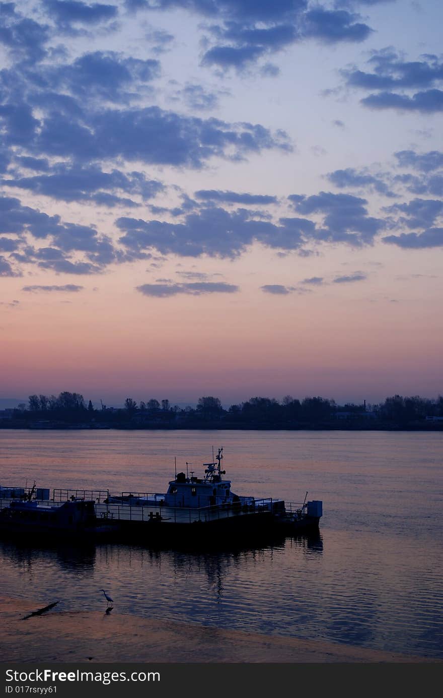 Nice clouds and quiet river before sunrise