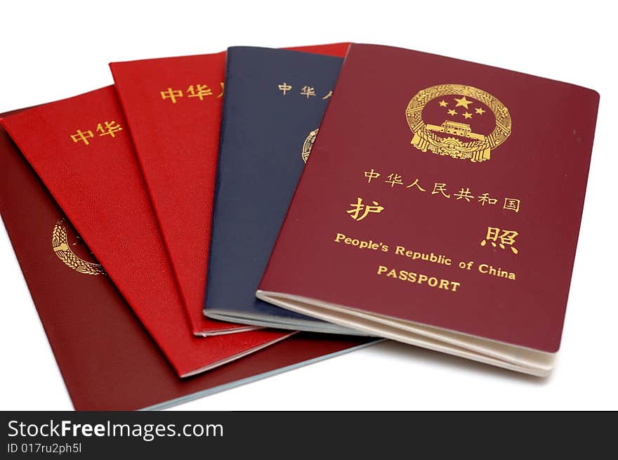 Passports of People's Republic of China. isolated. Passports of People's Republic of China. isolated.